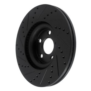 Lincoln MKZ Brake Rotor (1) - Front Right - R1 Concepts - Drilled & Slotted - Black - `17-`20